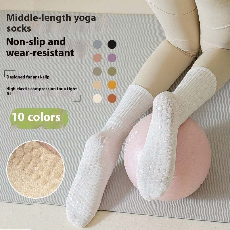 Women's Pilates Mid-calf Silicone Non-slip Yoga Socks