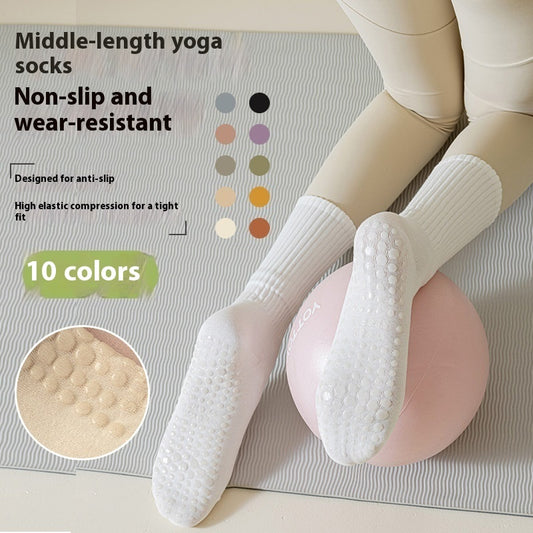 Women's Pilates Mid-calf Silicone Non-slip Yoga Socks