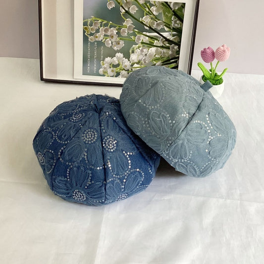 SUNFLOWER Decorative Denim Beret