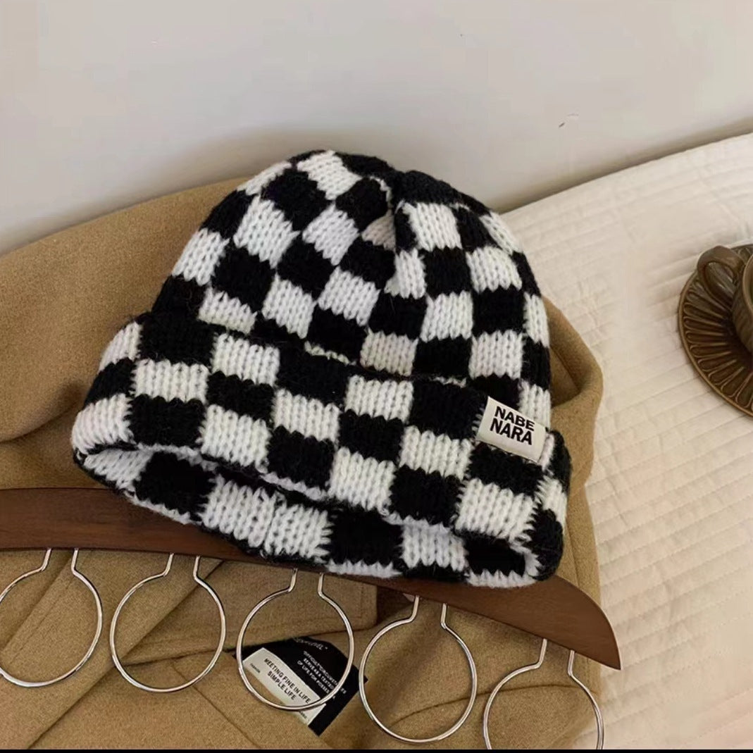 Chessboard Plaid Knitted Hat