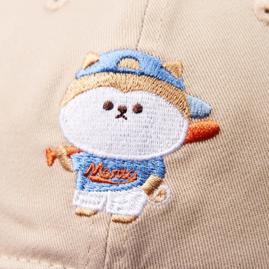 Cartoon Embroidery Big Head Circumference Color Matching Sun-proof Peaked Cap