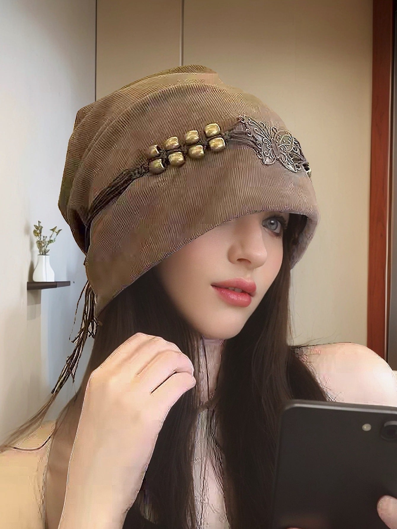 Tie-dyed Tassel Beaded Beanie Hat