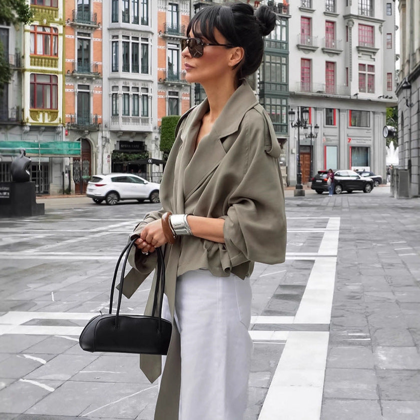 Chic Lace Up Trench Jacket