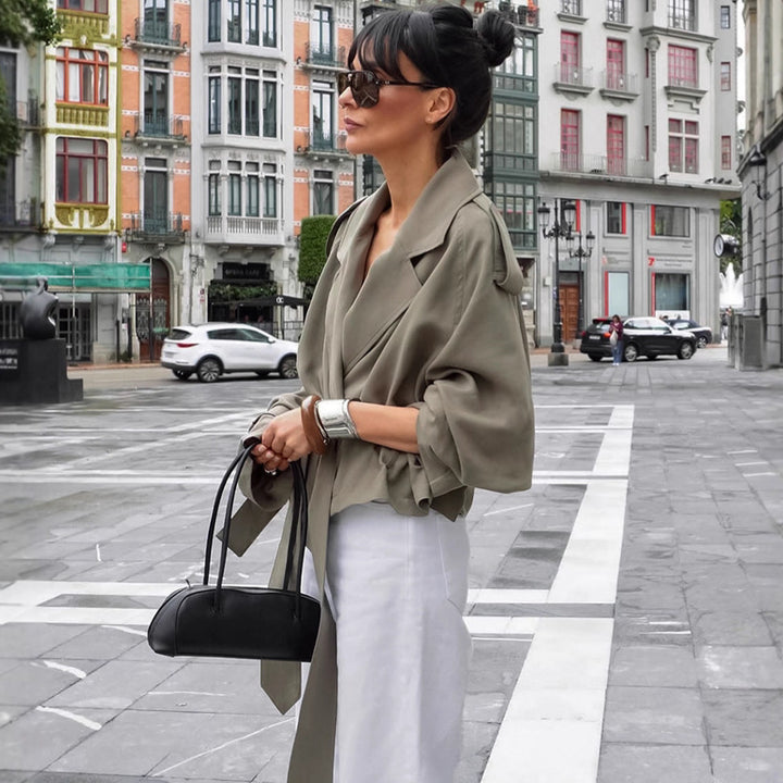 Chic Lace Up Trench Jacket