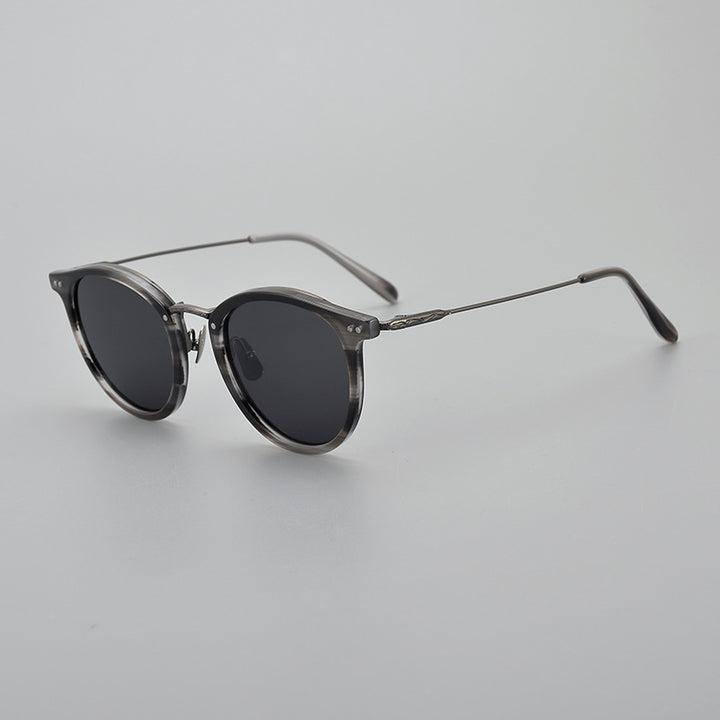 Transparent Japanese Handmade Medium Gold Pure Titanium Polarized Sunglasses