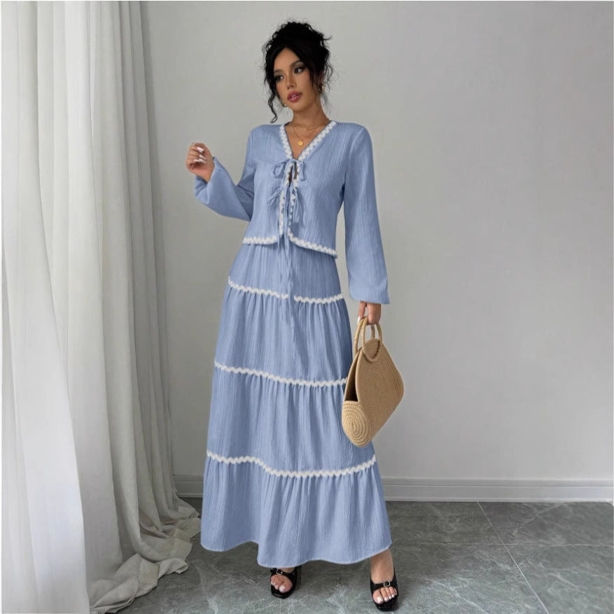 Layered Lace Lantern Sleeve Set