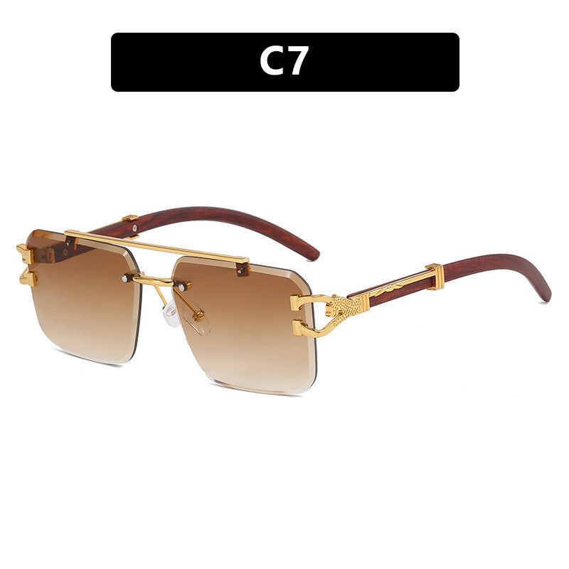 Double Beam Sunglasses Frameless Trimming Square