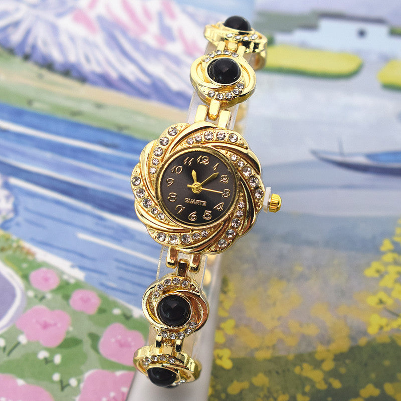 Chalcedony Women's Diamond Light Luxury Minority Bracelet Watch