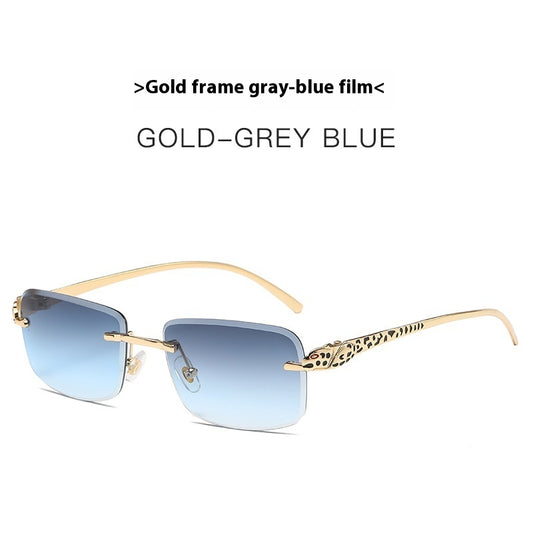 Women's Retro Cheetah Decorative Frameless Square Sunglasses