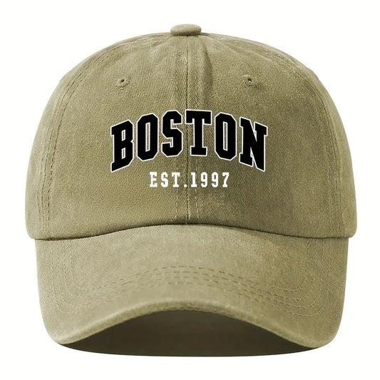 Washed Cotton Letter Baseball Cap