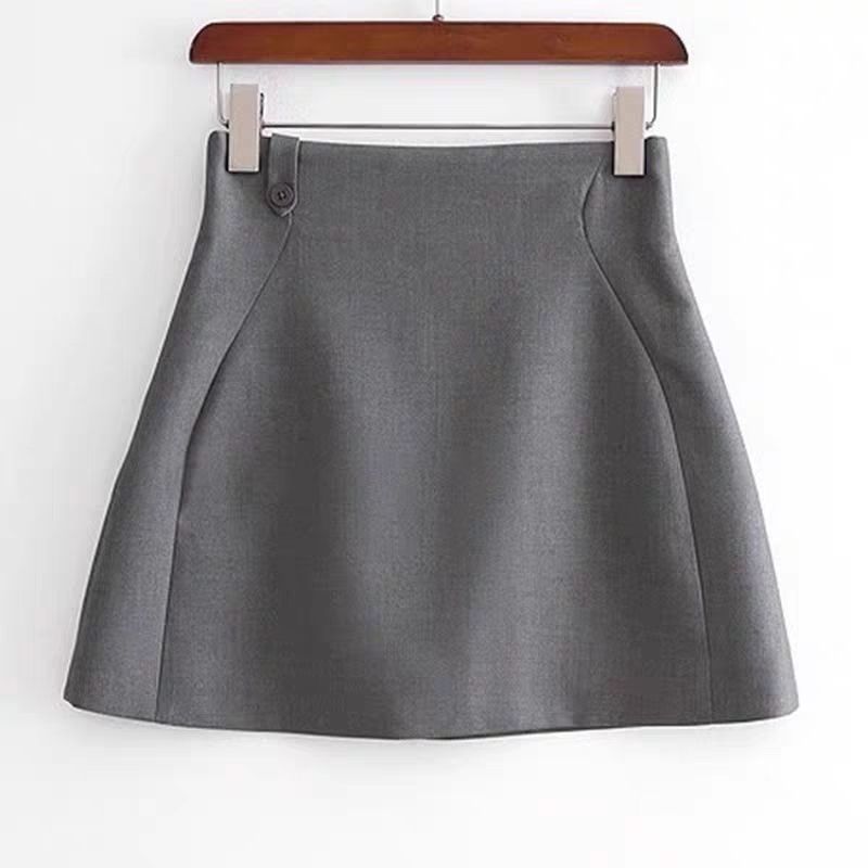 Graceful Gray High Waist Slim-fit Skirt Hip Skirt