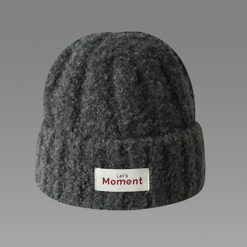 Gray Wool Beret Female Warm Knitted Hat