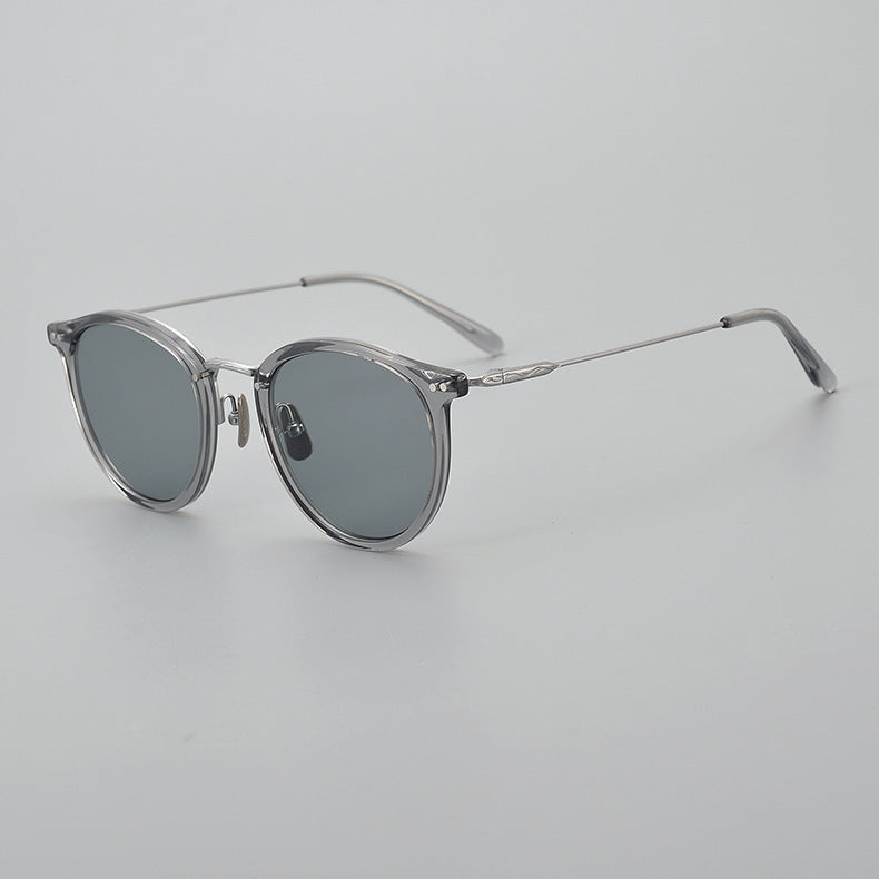 Transparent Japanese Handmade Medium Gold Pure Titanium Polarized Sunglasses