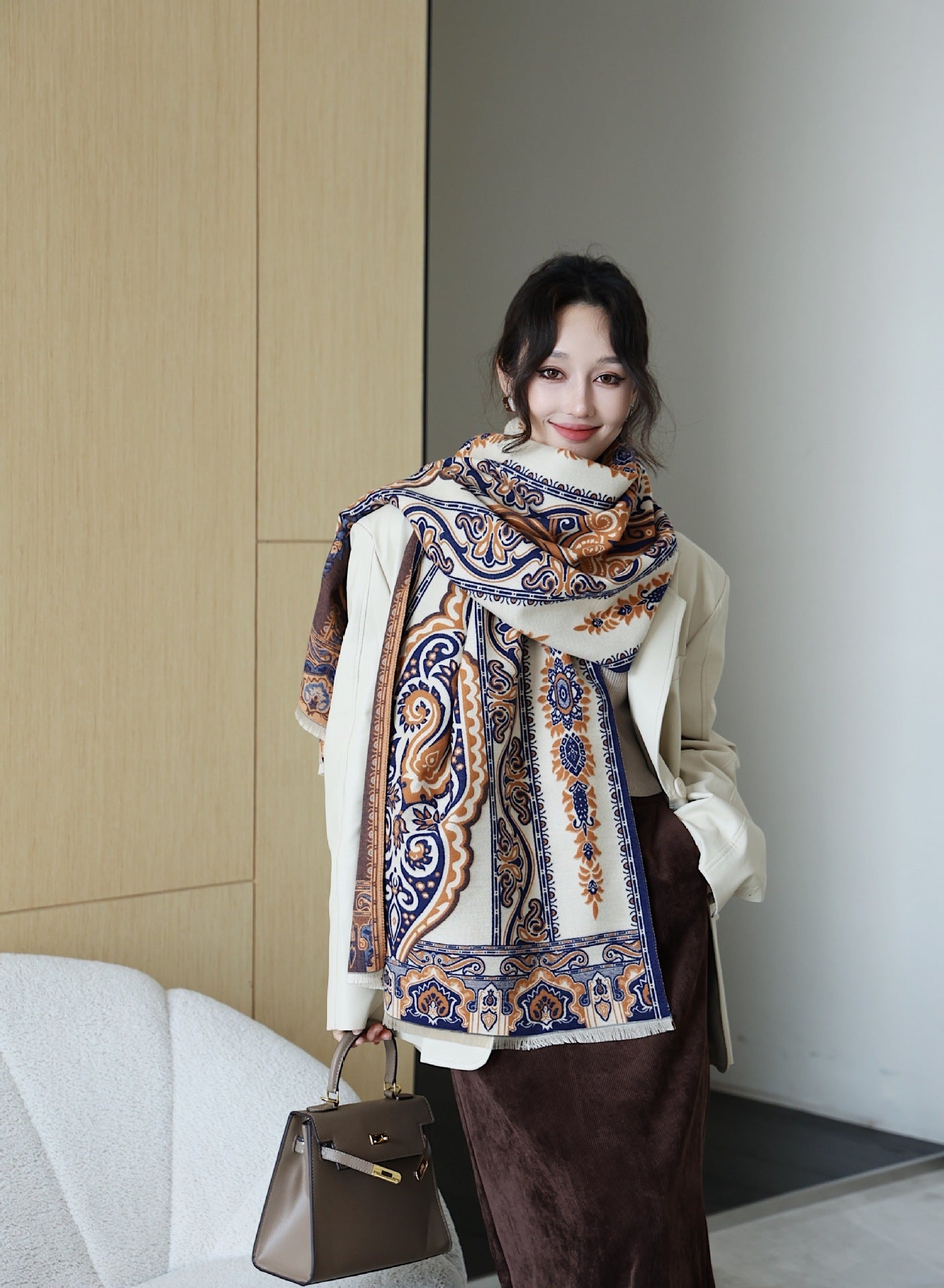 Autumn And Winter High Sense Office Shawl Dual-use Korean Style
