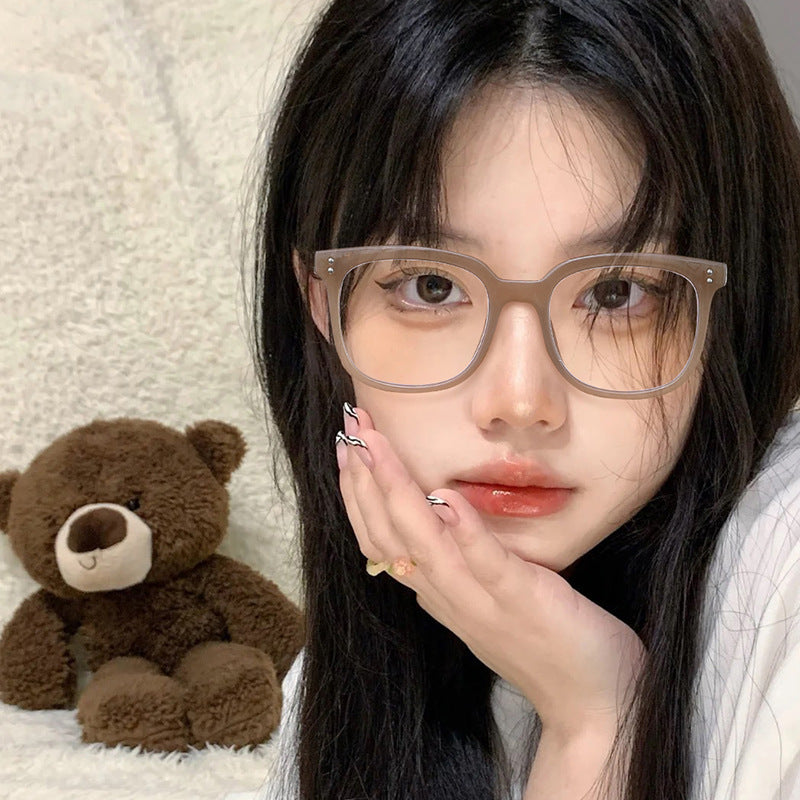 Women's Simple Fashion Transparent Large Black Frame Myopia Glasses