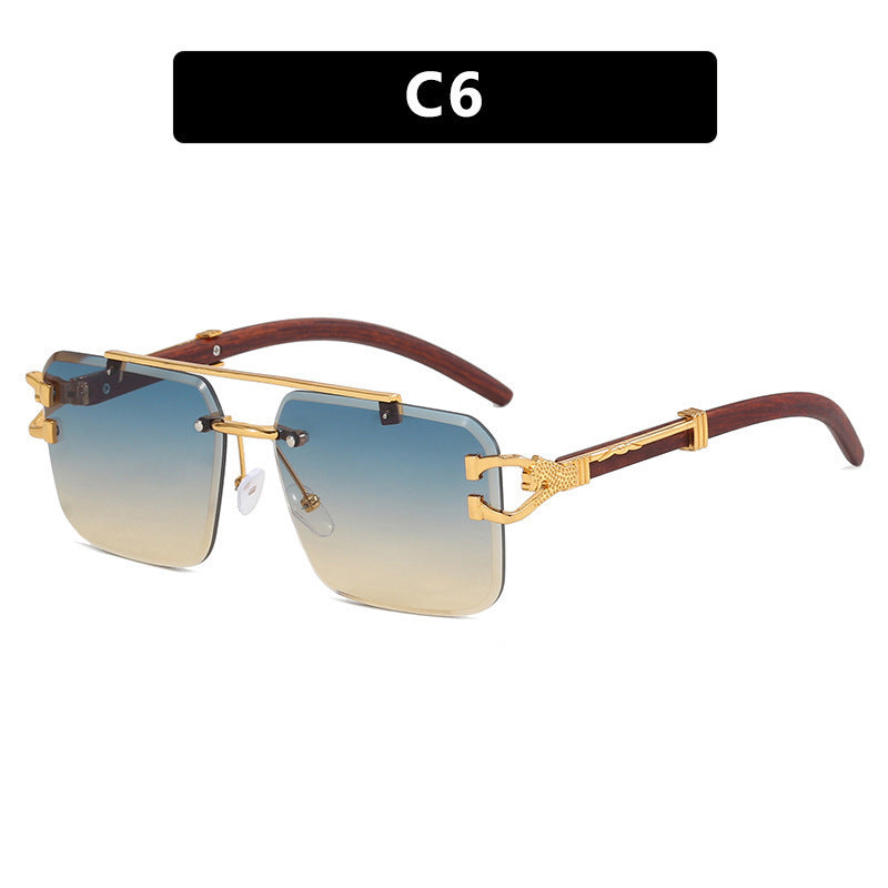 Double Beam Sunglasses Frameless Trimming Square