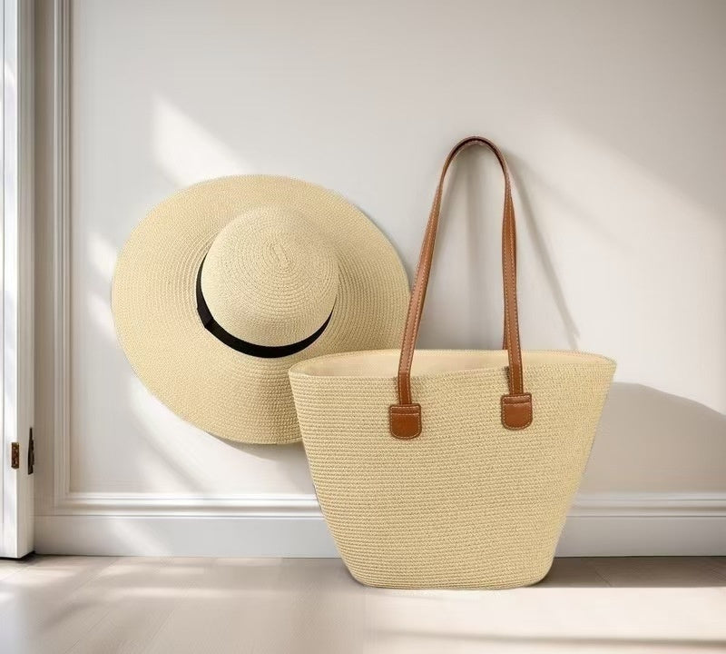 Seaside Vacation Sun Protection Straw Hat Bag Set