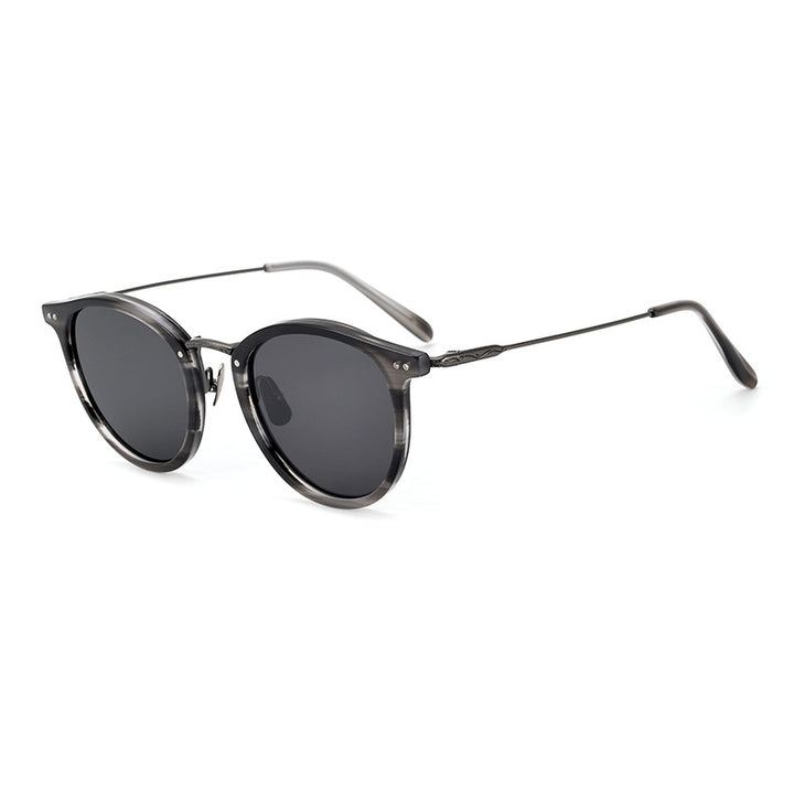 Transparent Japanese Handmade Medium Gold Pure Titanium Polarized Sunglasses