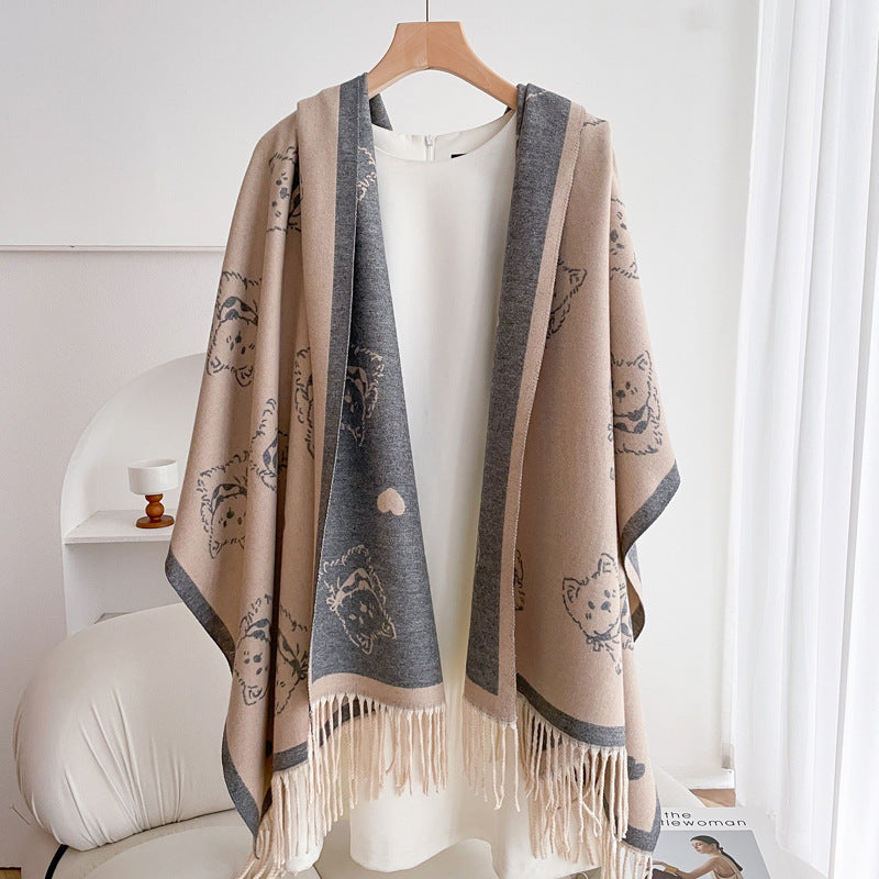 Warm Scarf Fashionable Outerwear Sweet Cute Double-sided Shawl