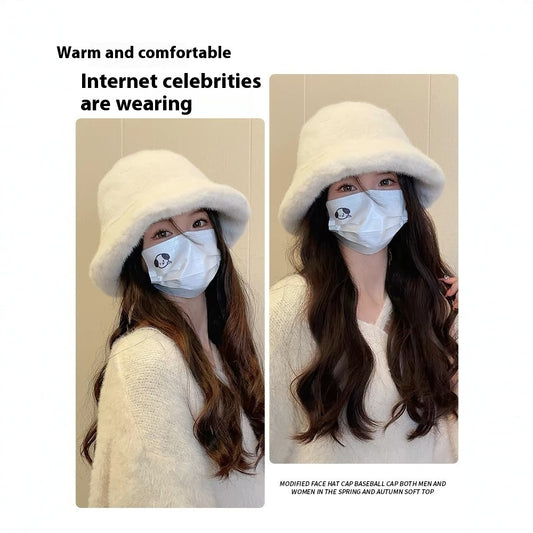 Plush Bonnet Children's Fleece-lined Bucket Bucket Hat