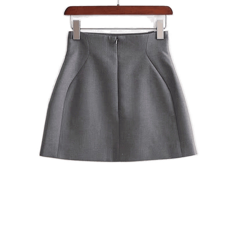 Graceful Gray High Waist Slim-fit Skirt Hip Skirt