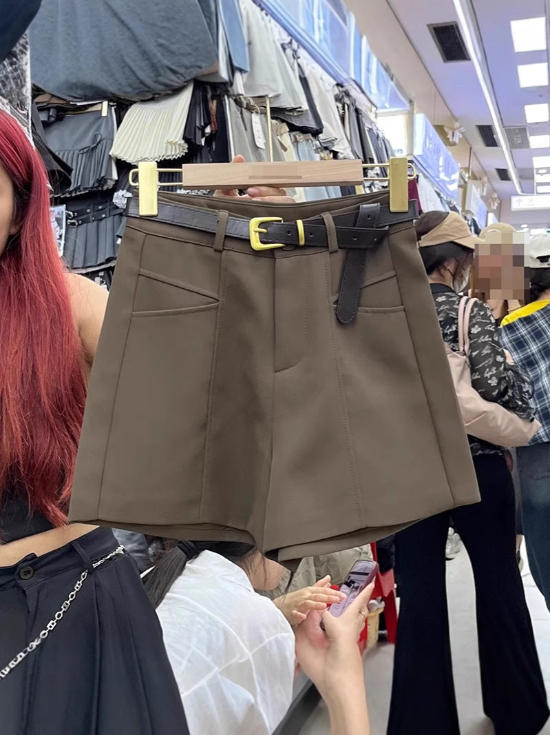 Fashionable Elegant Slimming High Waist Black Casual Shorts