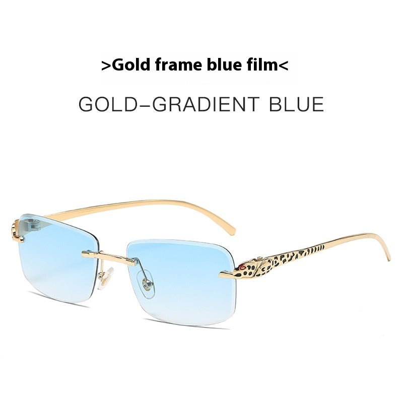 Women's Retro Cheetah Decorative Frameless Square Sunglasses