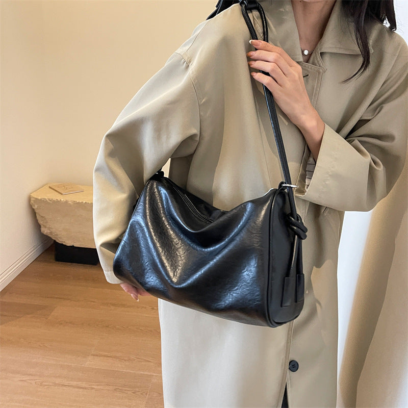 Simple Texture Hobo Fashion All-matching Large Crossbody Bag