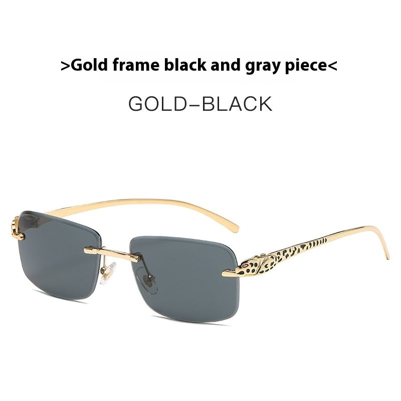 Women's Retro Cheetah Decorative Frameless Square Sunglasses