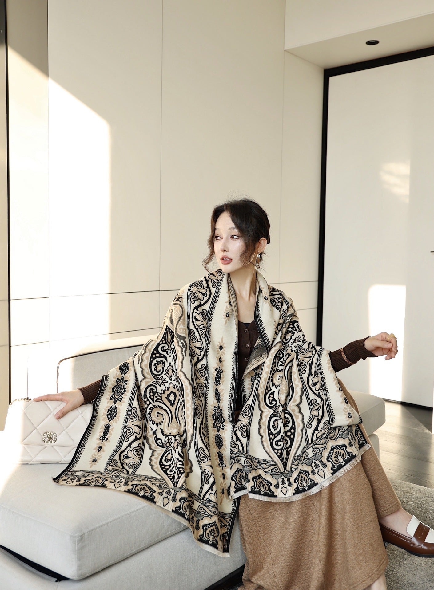Autumn And Winter High Sense Office Shawl Dual-use Korean Style