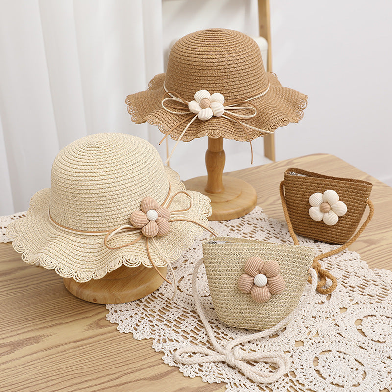 Girls' Sun-proof Sun Straw Hat Bag