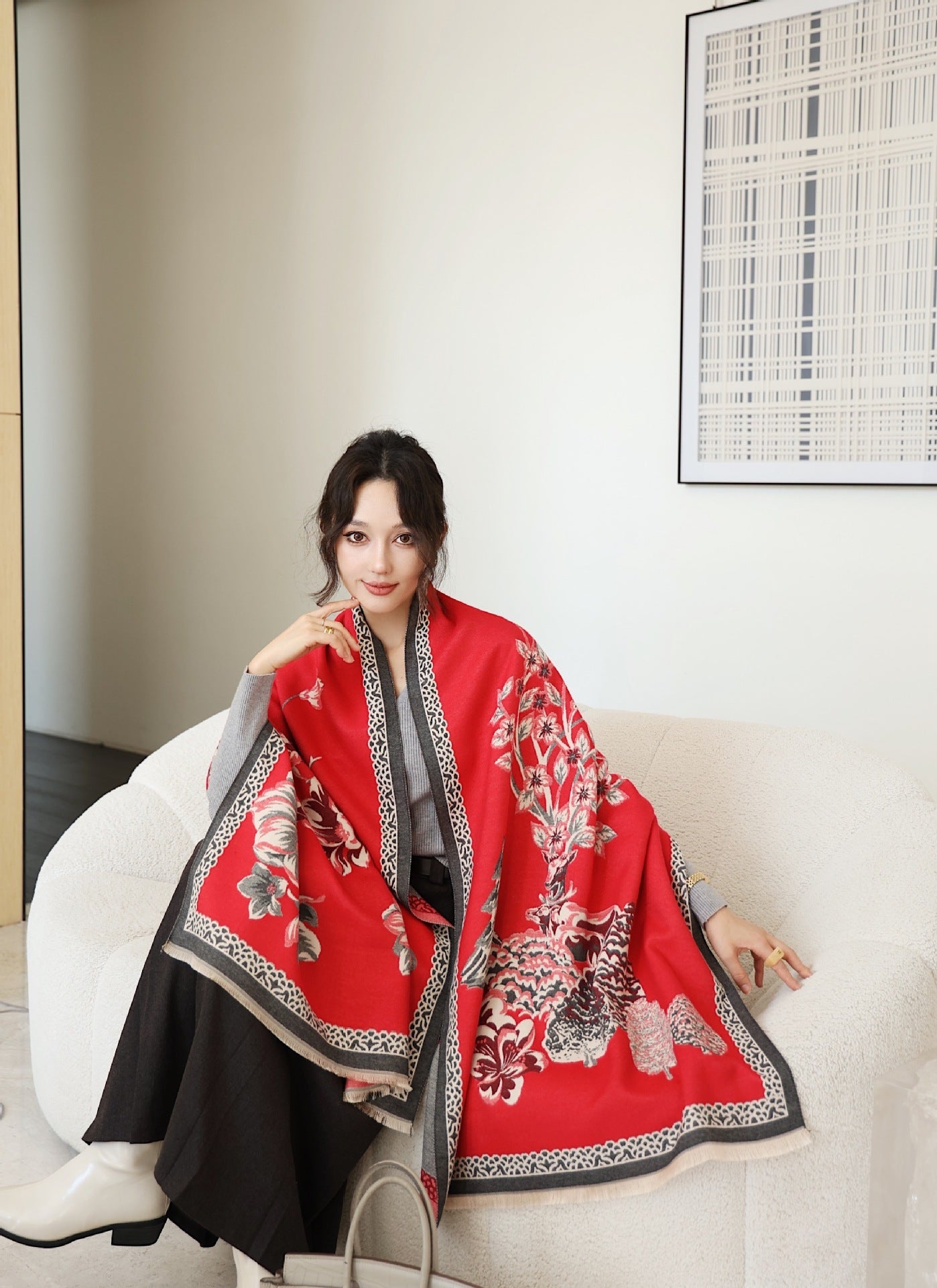 Autumn And Winter High Sense Office Shawl Dual-use Korean Style