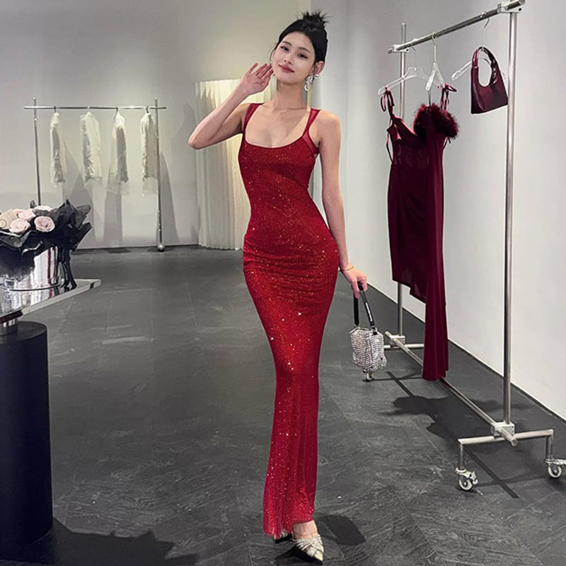 Sexy Glitter Mesh Evening Dress