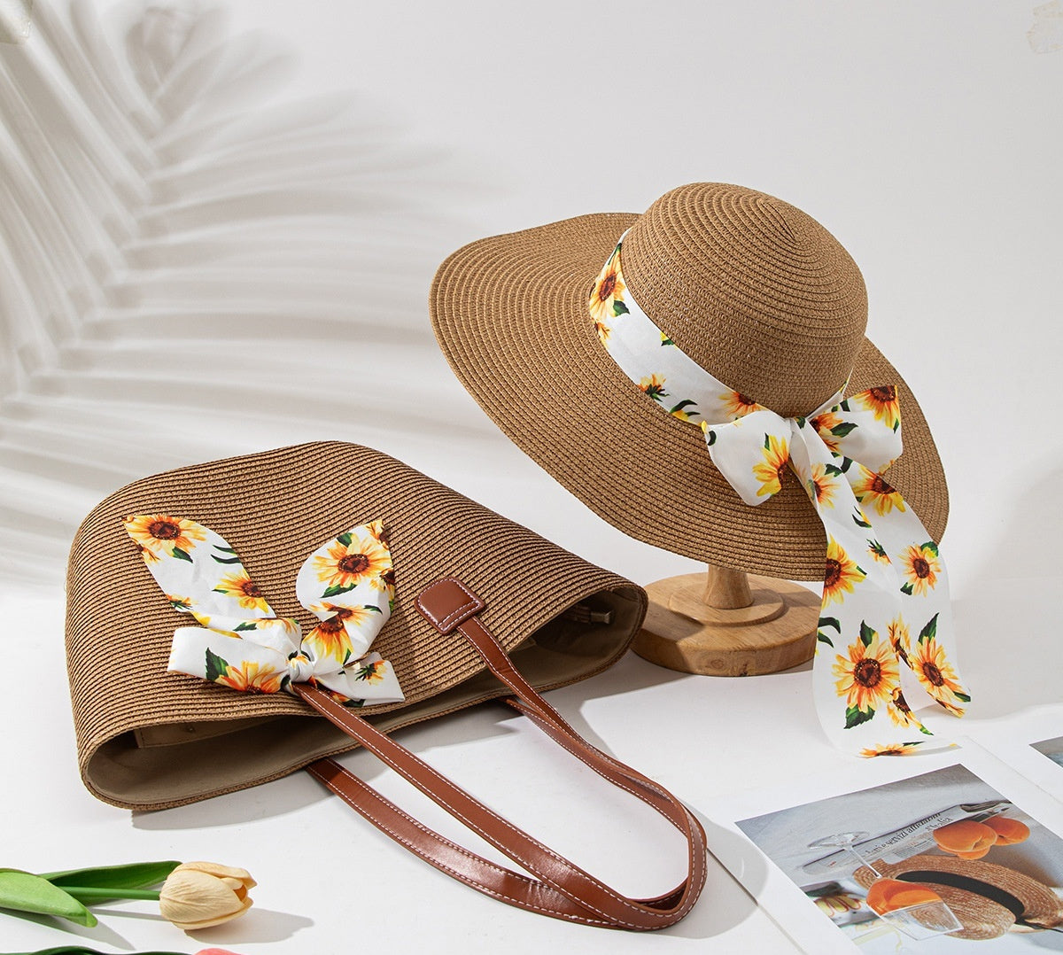 Seaside Vacation Sun Protection Straw Hat Bag Set