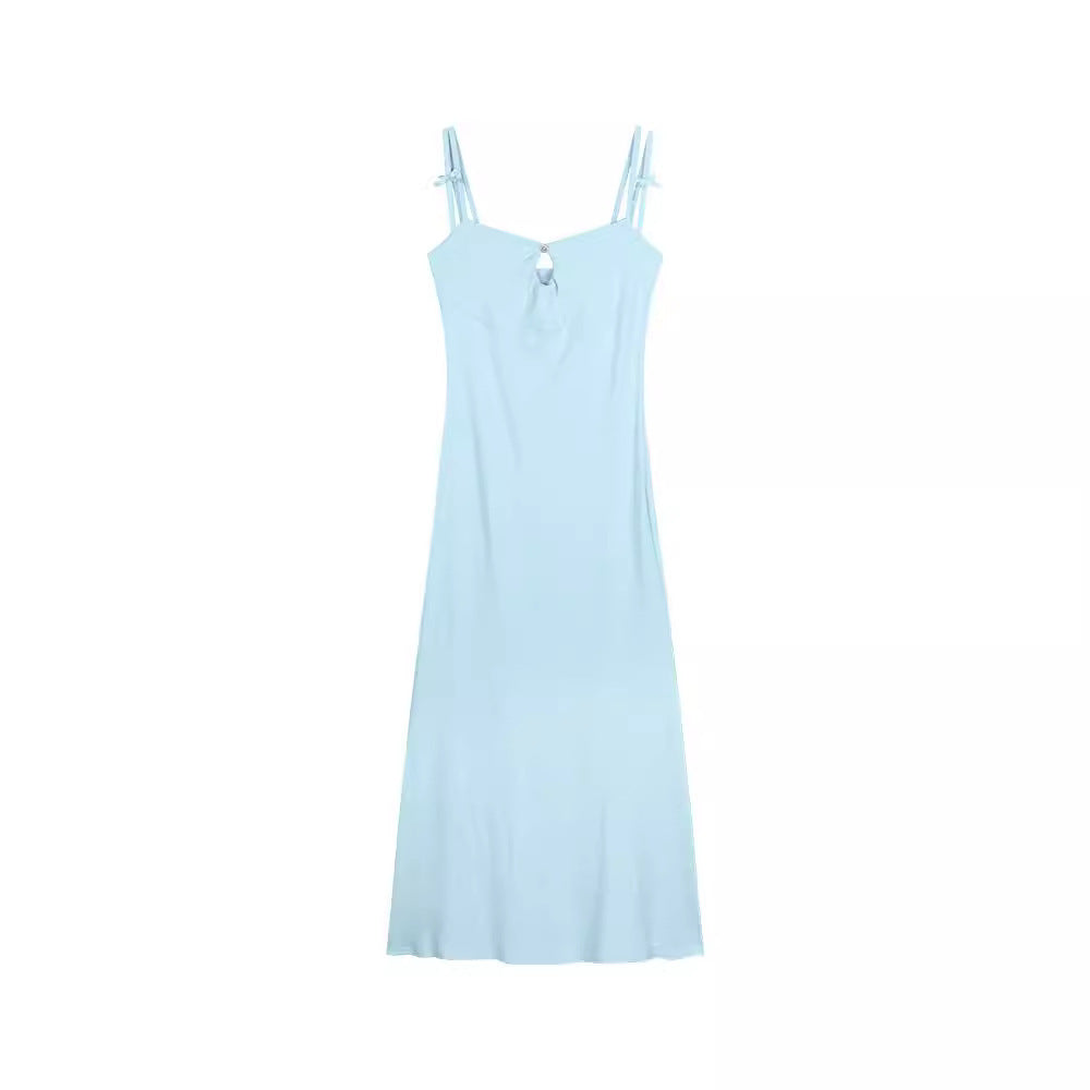 Double-shoulder Strap Sling Waist-tight Slim And Sexy Hip-wrapped Fishtail Dress