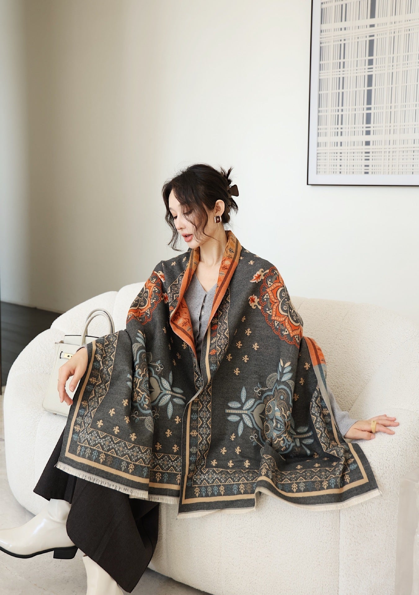 Autumn And Winter High Sense Office Shawl Dual-use Korean Style