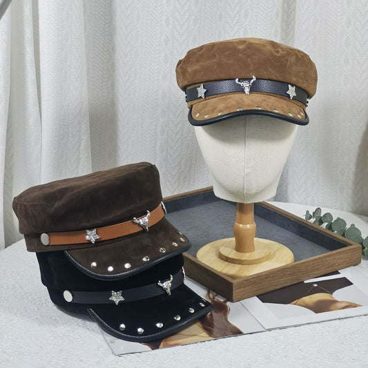 Wide Brim Peaked Cap