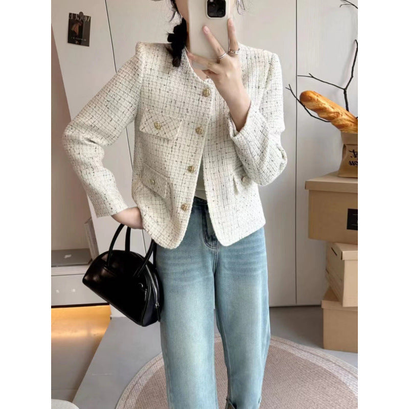 Classic Style Women's Retro Design Green Slimming Temperament Short Coat