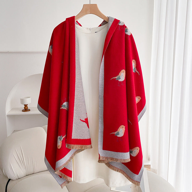 Warm Scarf Fashionable Outerwear Sweet Cute Double-sided Shawl
