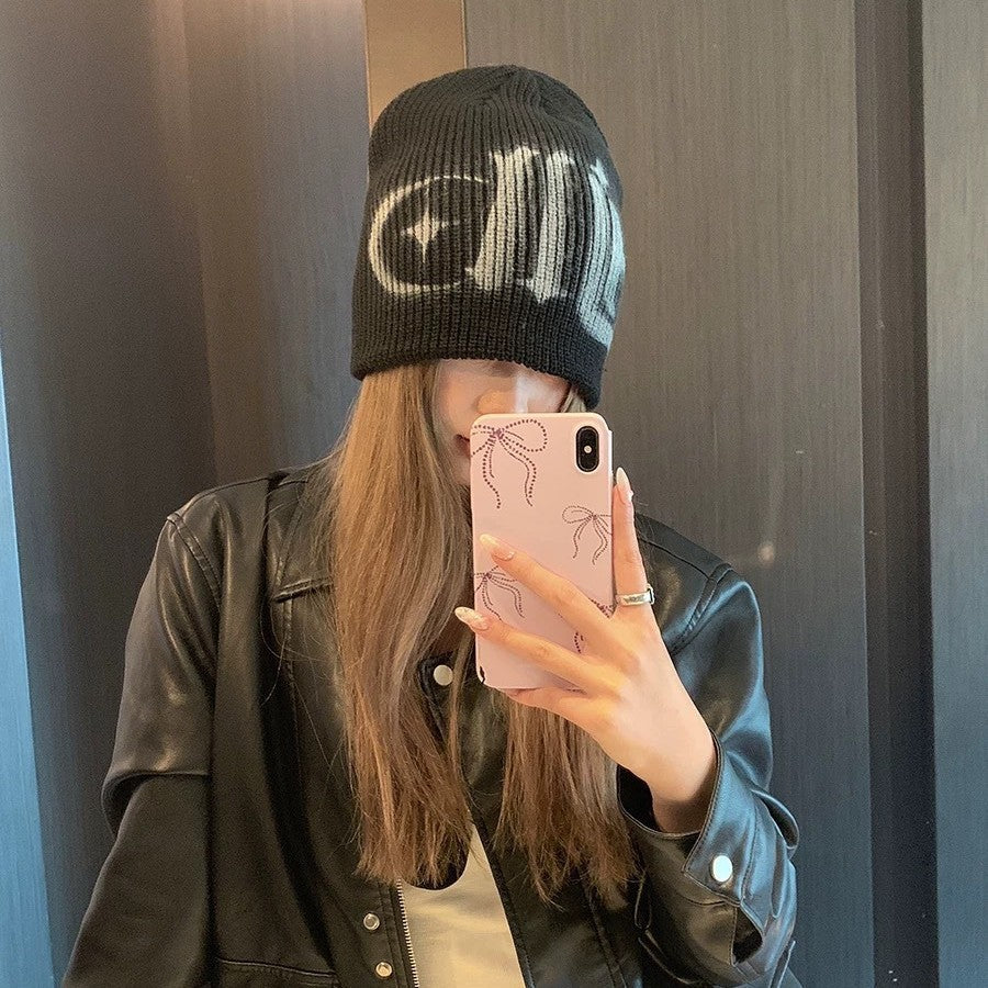 Street Style Letters Pile Heap Cap Beanie Hat Female Autumn And Winter Street