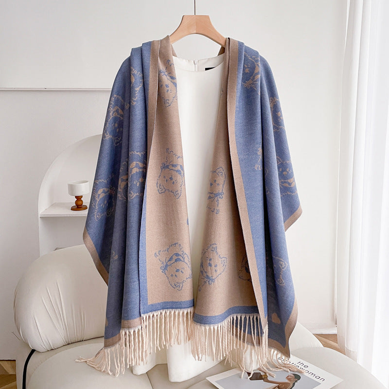 Warm Scarf Fashionable Outerwear Sweet Cute Double-sided Shawl