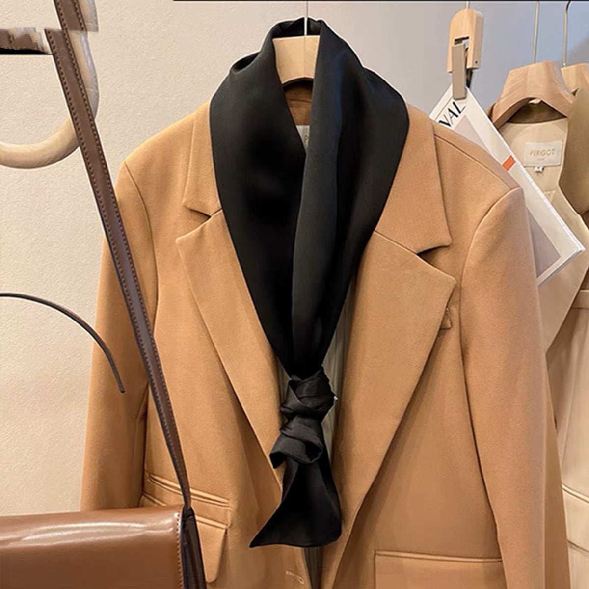 Fashion Women's Monochrome Double-layer Ribbon Scarf