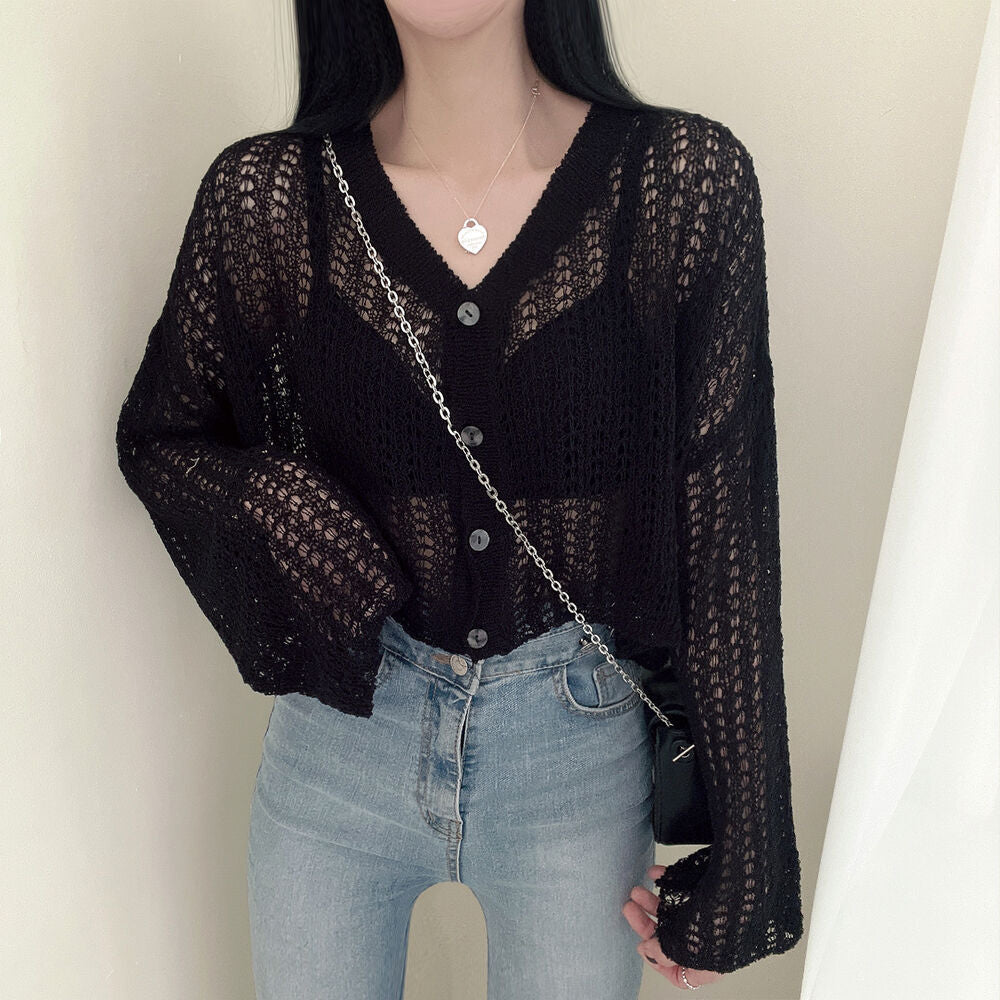 Thin Long Sleeve Cable-knit Sweater Women