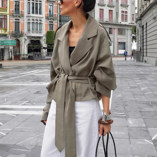 Chic Lace Up Trench Jacket