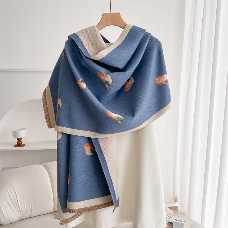 Warm Scarf Fashionable Outerwear Sweet Cute Double-sided Shawl