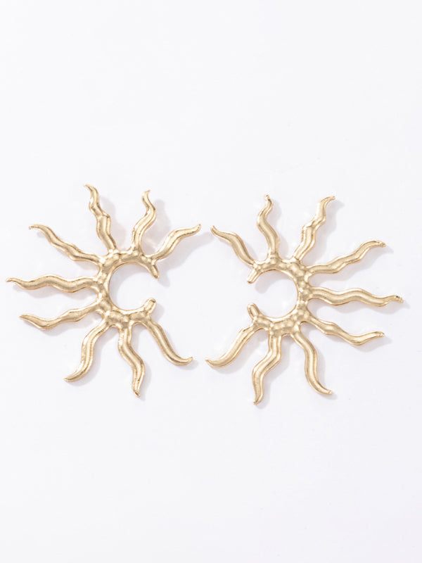 Geometric Sun Shape Stud Earrings