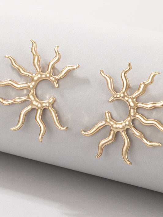Geometric Sun Shape Stud Earrings