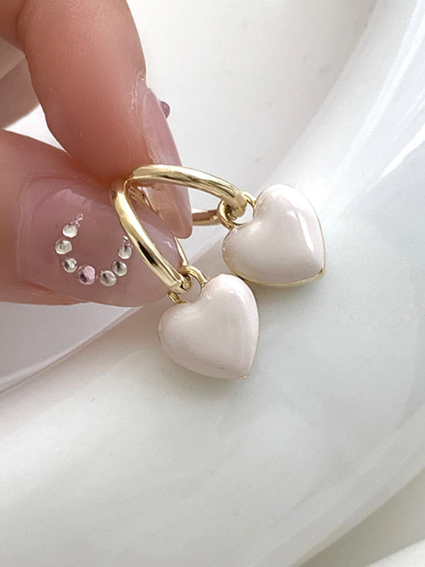 New French drip glaze red love retro earrings