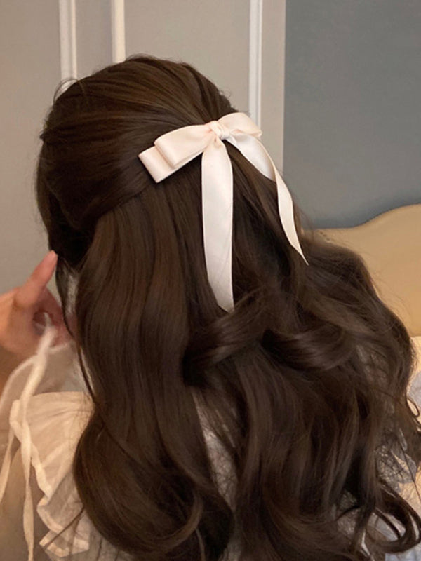 New solid color satin bow hairpin ribbon