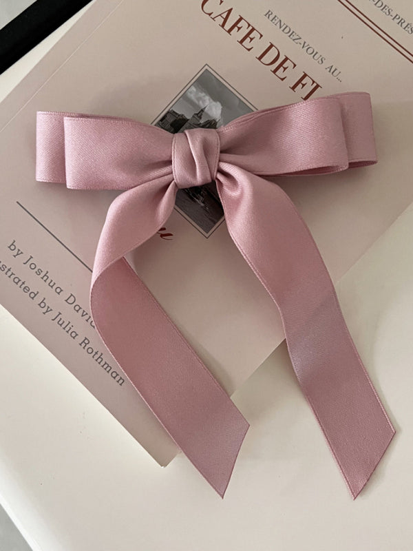 New solid color satin bow hairpin ribbon
